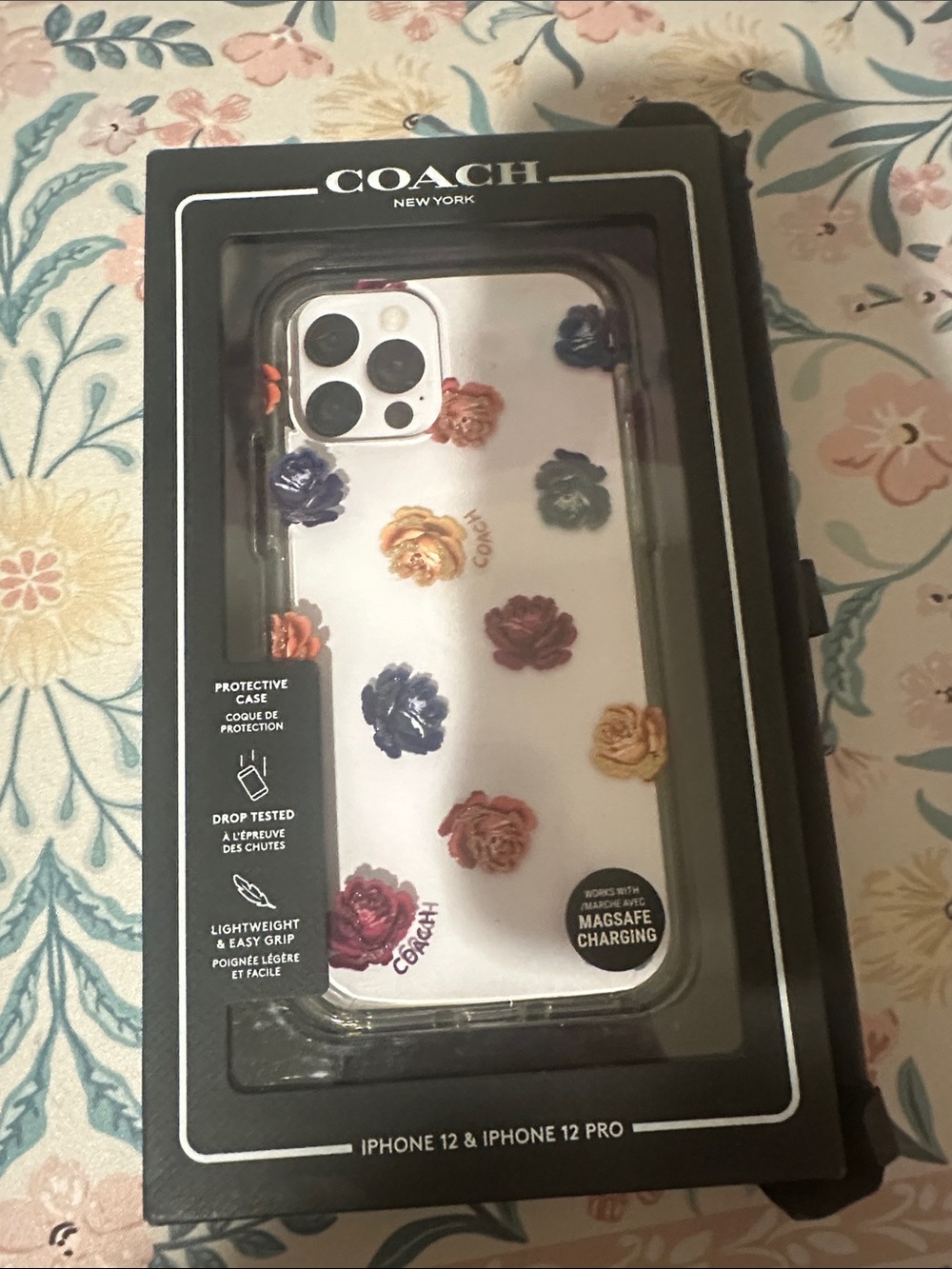 Coach Clear Floral iPhone 12/12 Pro Case - Multicolor Roses